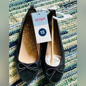 Cat & Jack Black Flats with Bow Detail
